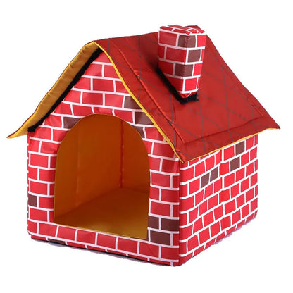 Duke™ Foldable Dog House with Brick Design for Indoor and Outdoor Use