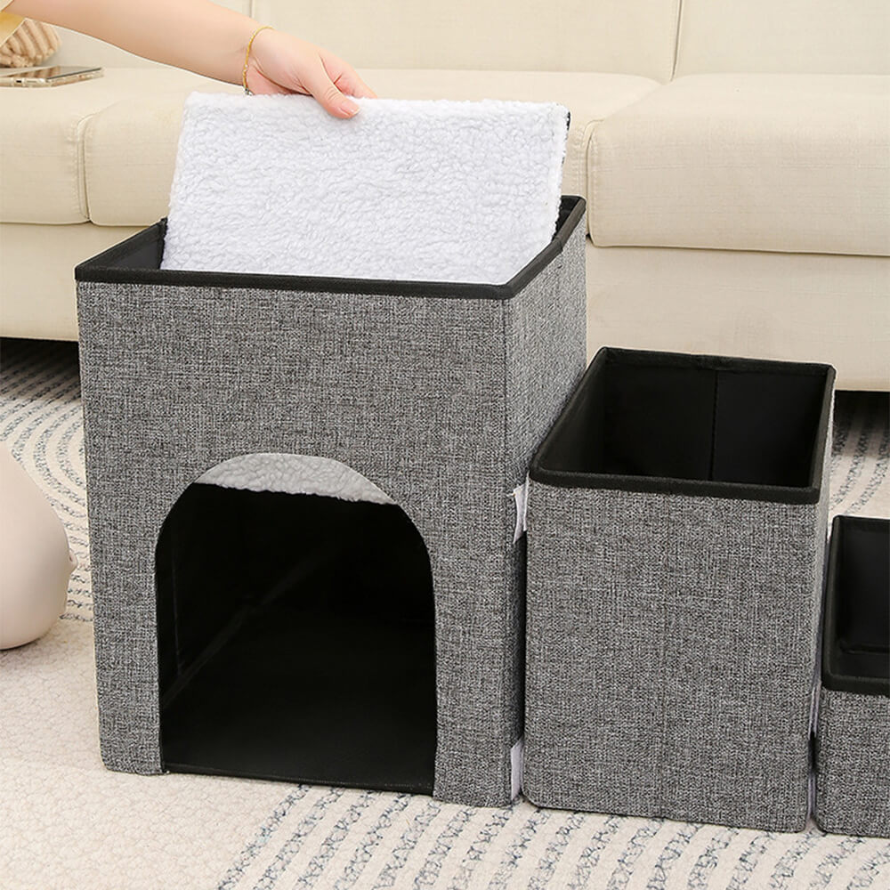 Foldable Multi-Functional Dog Stairs with Storage and Built-In Condo