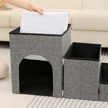 Foldable Multi-Functional Dog Stairs with Storage and Built-In Condo