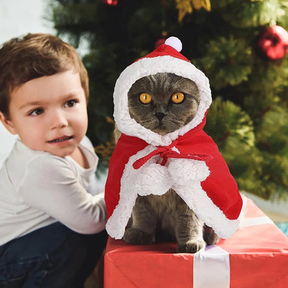 Santa Pet Cape – Christmas Costume for Cats and Small Dogs