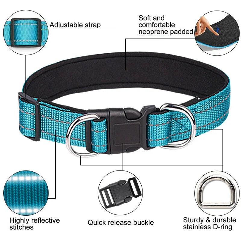 Vilo | Shock-absorbing reflective dog collar with dual D-rings