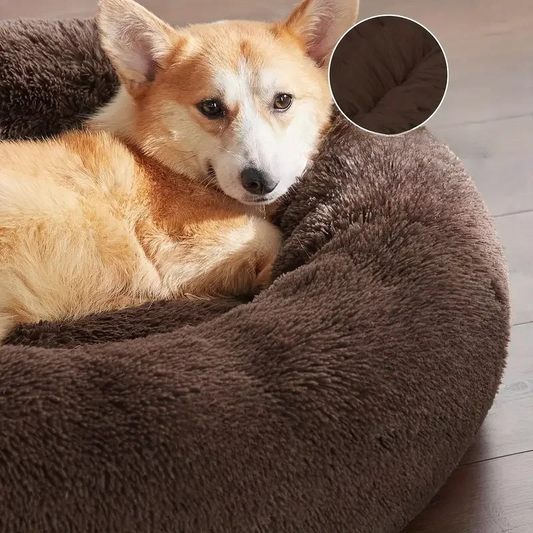 Milo Round Plush Dog Bed – Calming Comfort All Year Round