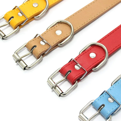 Finn™ Solid PU Leather Dog Collar Adjustable