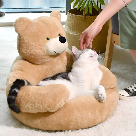 Teddy™ Cozy Pet Pillow with Cute Bear Design and Removable Cover