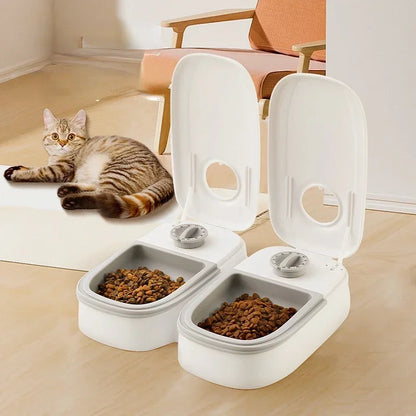 Nala™ Dual Bowl Timed Pet Feeder 700ml Automatic Food Dispenser