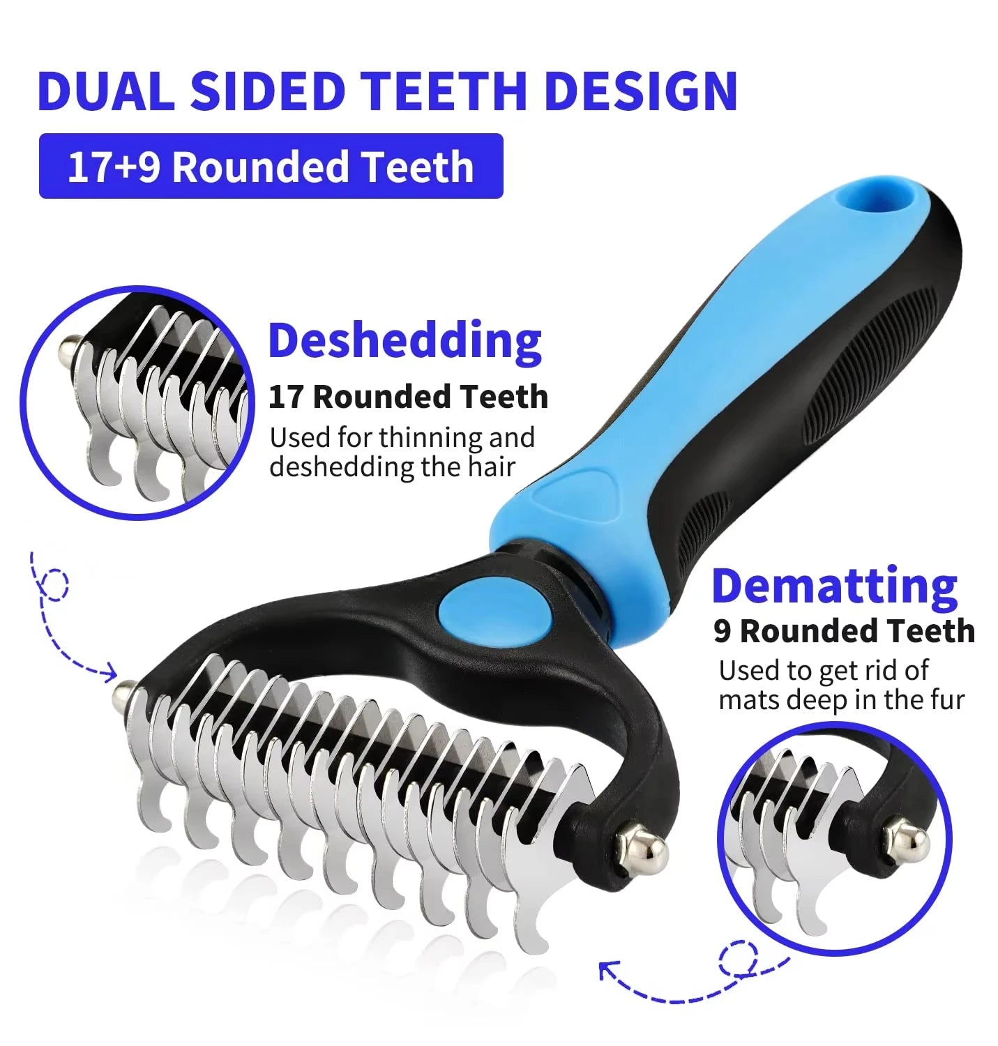 Max™ Dual-Sided Dog Grooming Brush Deshedding Tool For Tangles & Loose Fur