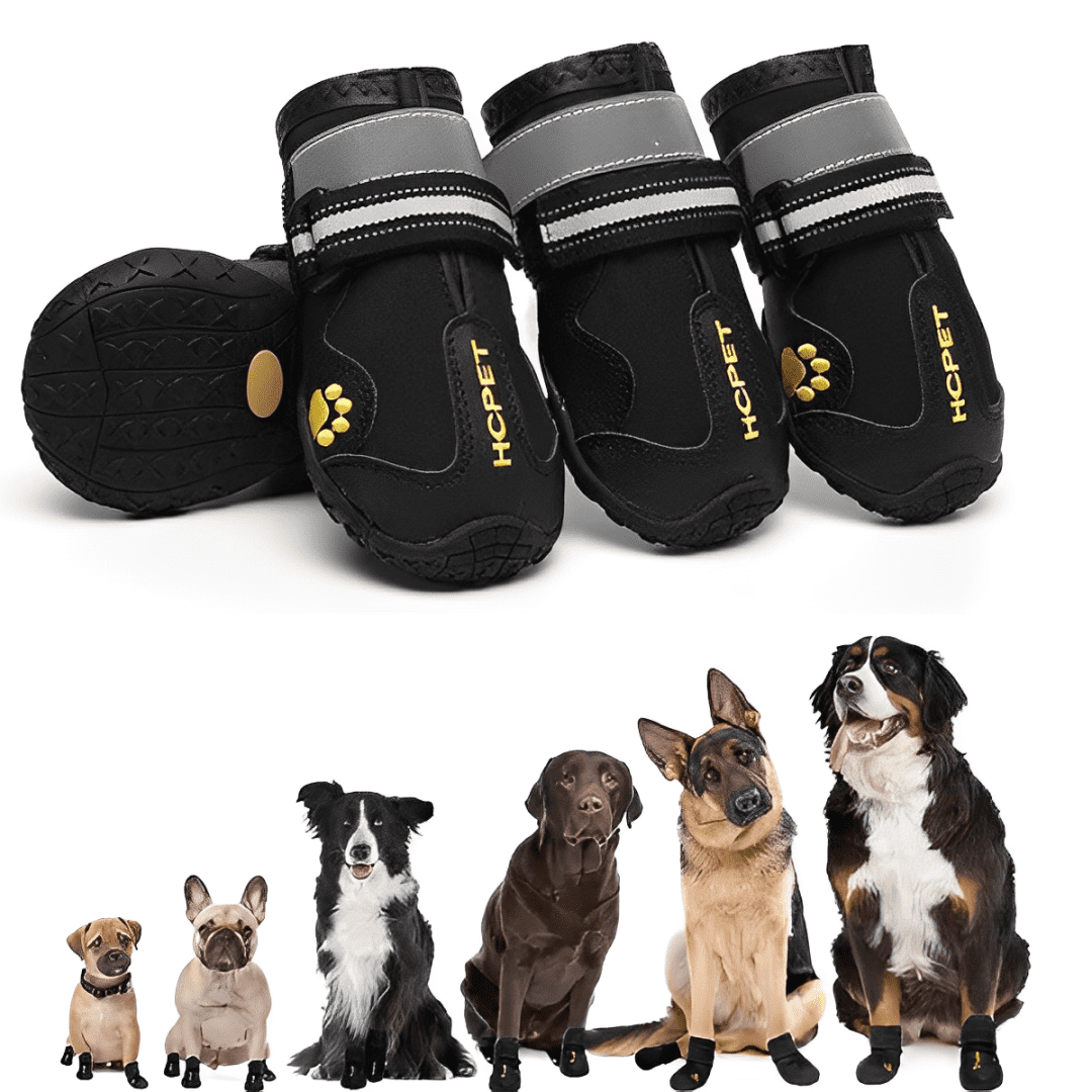 Waterproof Non-Slip Dog Shoes with Reflective Straps and Adjustable Fit
