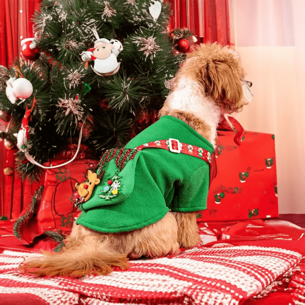 Christmas Elk Dog Dress with Soft Fabric and Festive Design