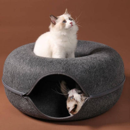 Interactive Felt Cat Tunnel Bed with Foldable Design for Indoor Cats