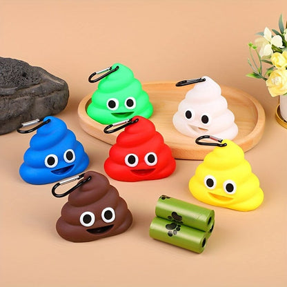 Poop Bag Dispenser for Pets with Carabiner Clip and Fun Design