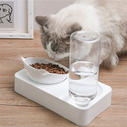 Elevated Cat Feeding Station – Gravity Water and Food Bowls with Tilted Design