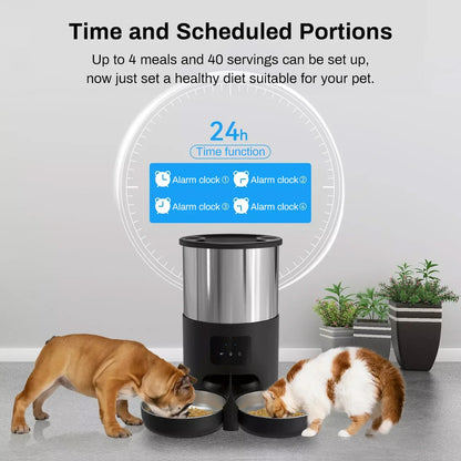 4.5L Smart WiFi Pet Feeder Double Stainless Steel Bowls
