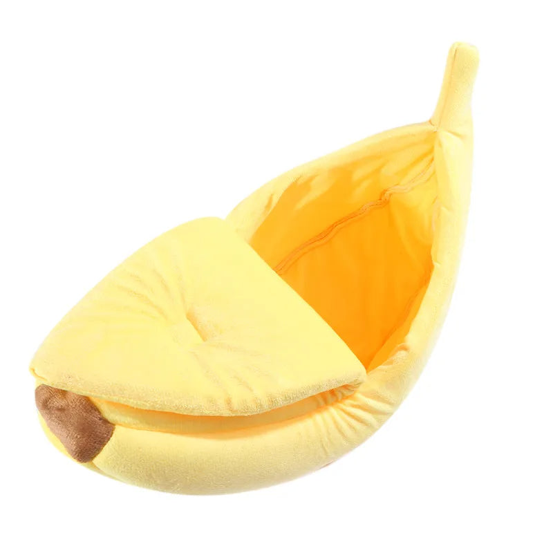 Mango™ Banana-Shaped Pet Bed with Plush Comfort and Semi-Enclosed Design