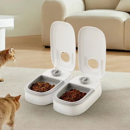 Nala™ Dual Bowl Timed Pet Feeder 700ml Automatic Food Dispenser