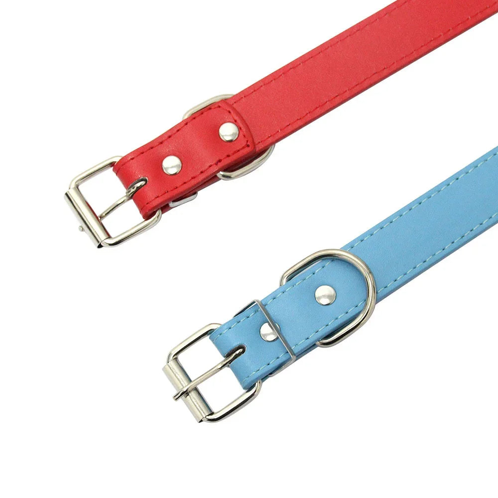 Finn™ Solid PU Leather Dog Collar Adjustable