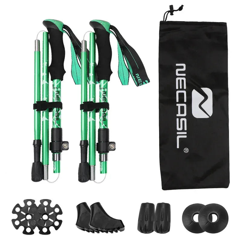 2 Pcs Ultralight 5-Section Folding Trekking Poles for Hiking & Climbing
