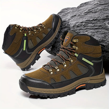 Men’s High-Top Hiking Boots – Durable Non-Slip Outdoor Leather Sneakers for Winter
