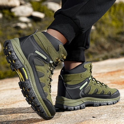 Men’s High-Top Hiking Boots – Durable Non-Slip Outdoor Leather Sneakers for Winter