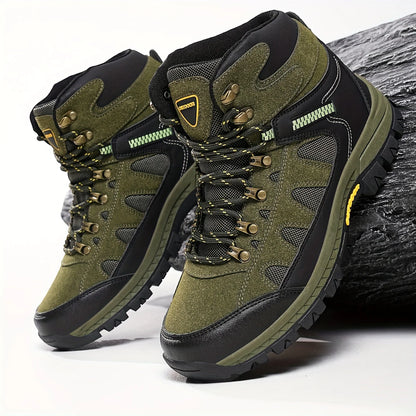 Men’s High-Top Hiking Boots – Durable Non-Slip Outdoor Leather Sneakers for Winter