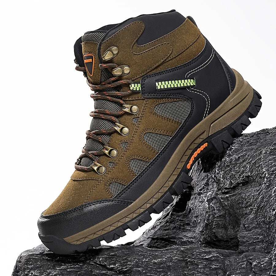 Men’s High-Top Hiking Boots – Durable Non-Slip Outdoor Leather Sneakers for Winter