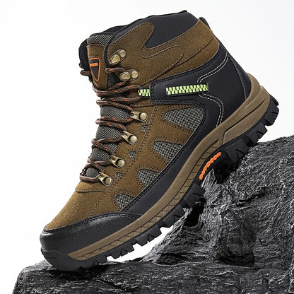 Men’s High-Top Hiking Boots – Durable Non-Slip Outdoor Leather Sneakers for Winter