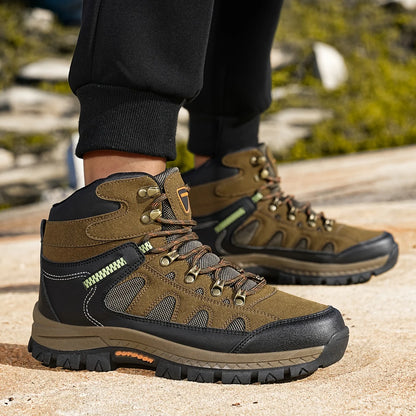 Men’s High-Top Hiking Boots – Durable Non-Slip Outdoor Leather Sneakers for Winter