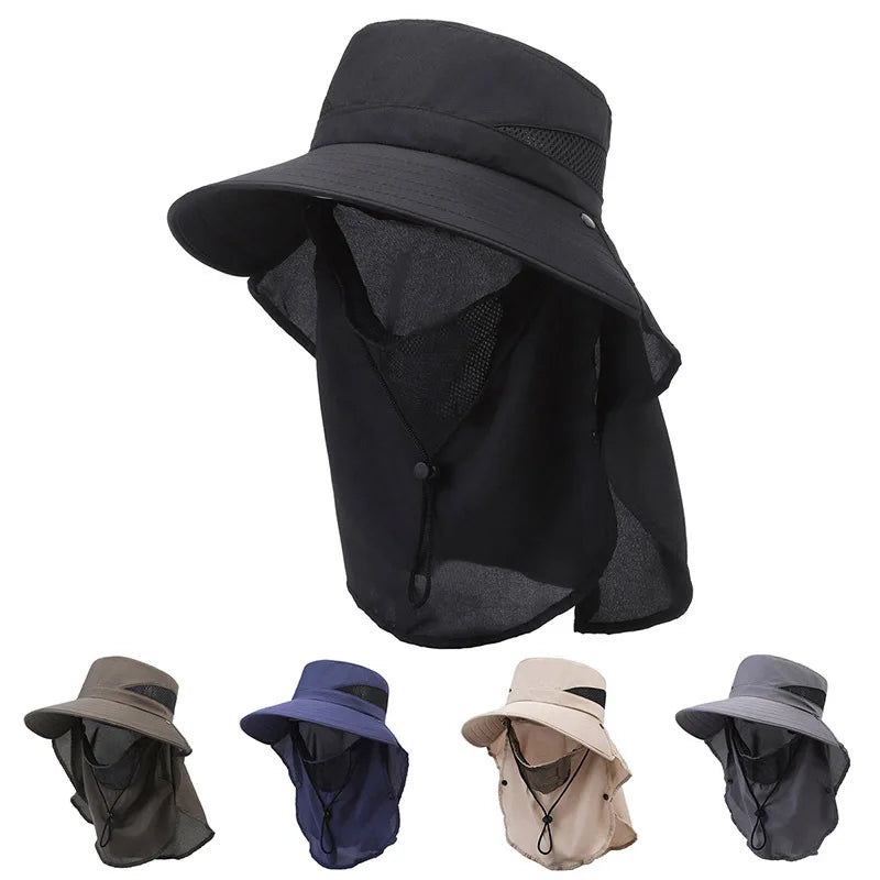 Outdoor Wide Brim Sun Hat with Neck Flap UV Protection