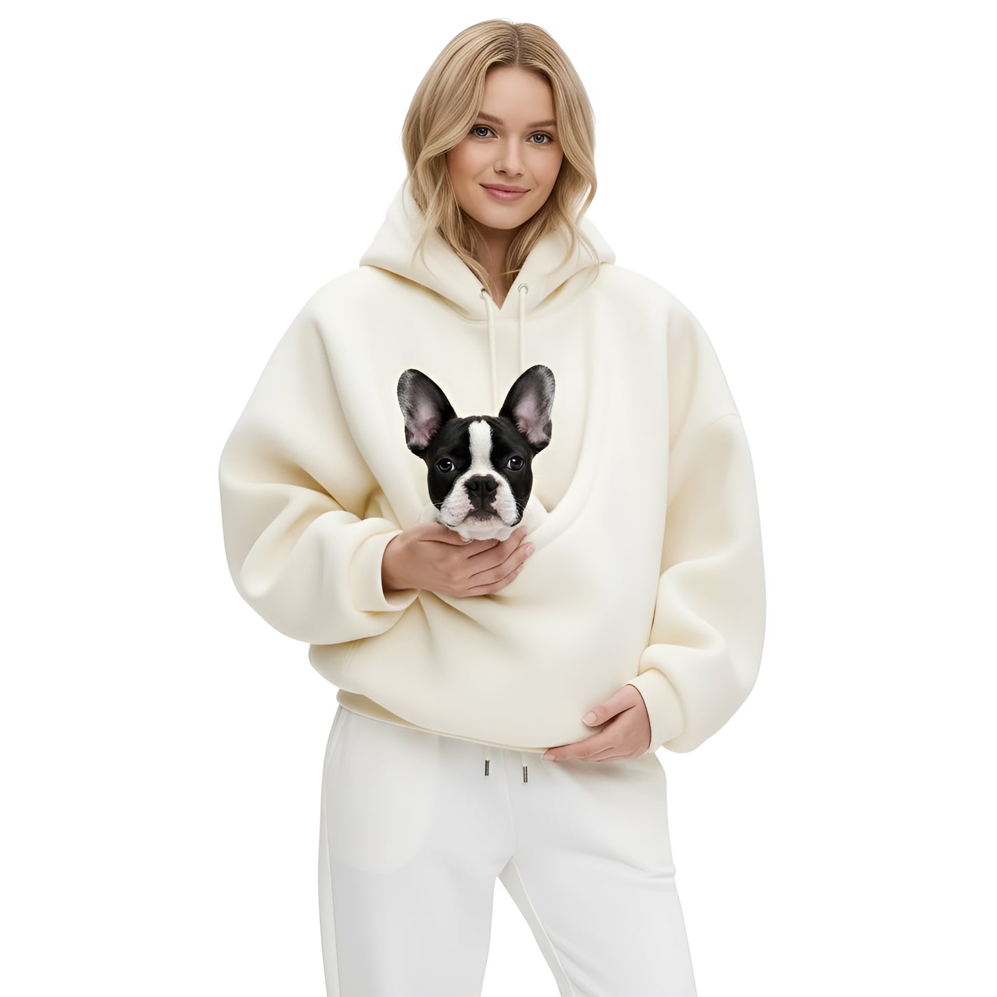 Unisex Hooded Plush Sweatshirt with Pet Kangaroo Pocket – Cozy Pullover for Cats & Dogs