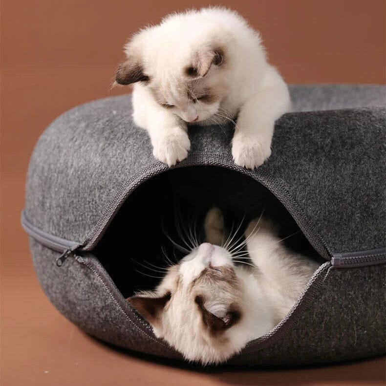 Interactive Felt Cat Tunnel Bed with Foldable Design for Indoor Cats