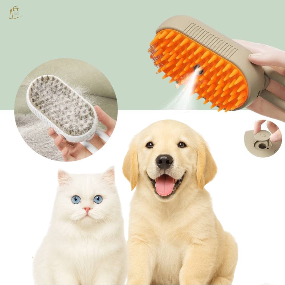 Steam Pet Hair Remover Brush – Gentle Grooming, Massage & Shedding Control