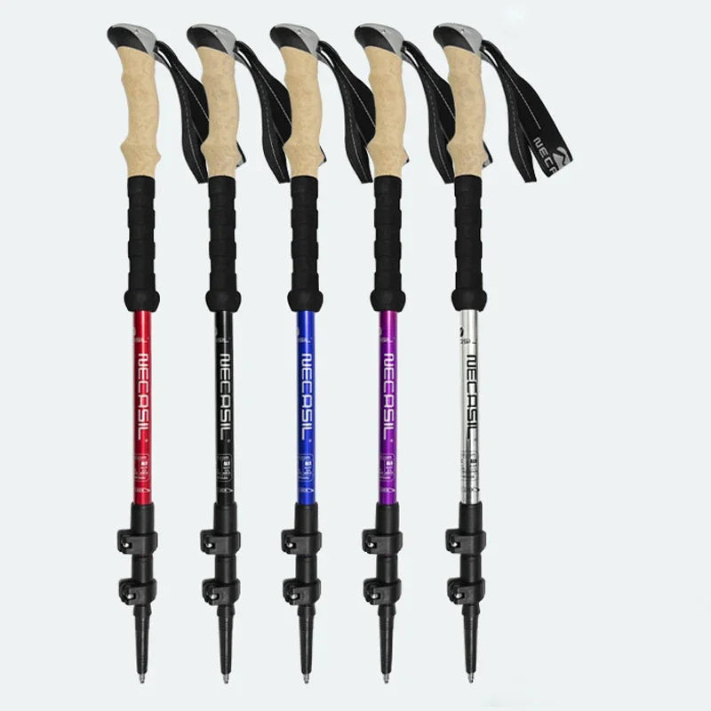 Adjustable 3-Section Aluminum Trekking Poles for Hiking & Climbing