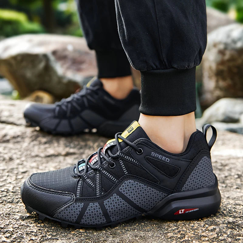 Men’s Leather Hiking Shoes – Non-Slip Outdoor Trekking Sneakers for Climbing & Walking