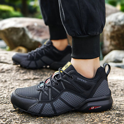 Men’s Leather Hiking Shoes – Non-Slip Outdoor Trekking Sneakers for Climbing & Walking