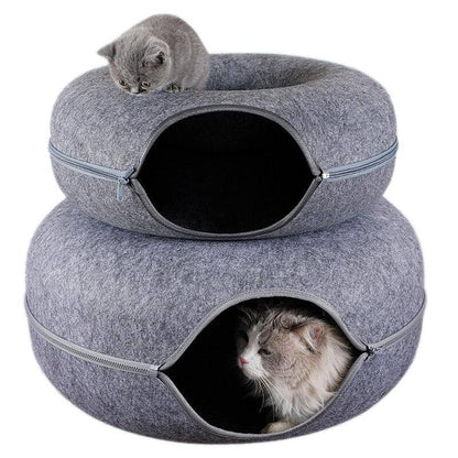 Interactive Felt Cat Tunnel Bed with Foldable Design for Indoor Cats