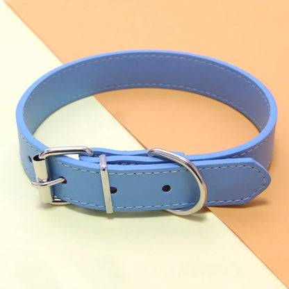 Finn™ Solid PU Leather Dog Collar Adjustable