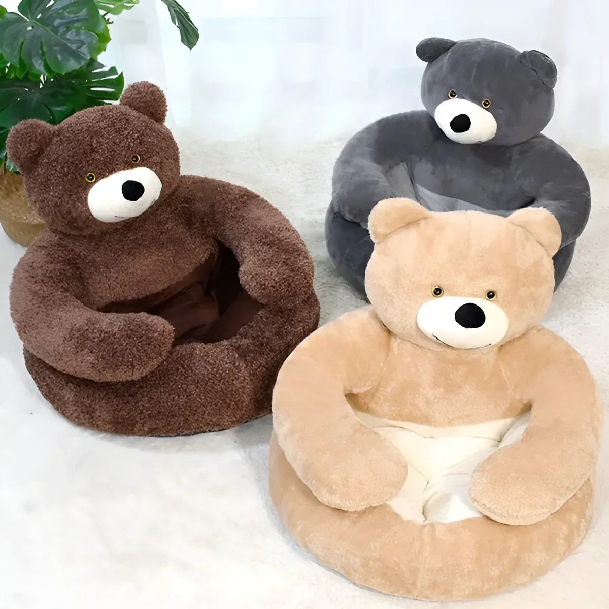 Teddy™ Cozy Pet Pillow with Cute Bear Design and Removable Cover