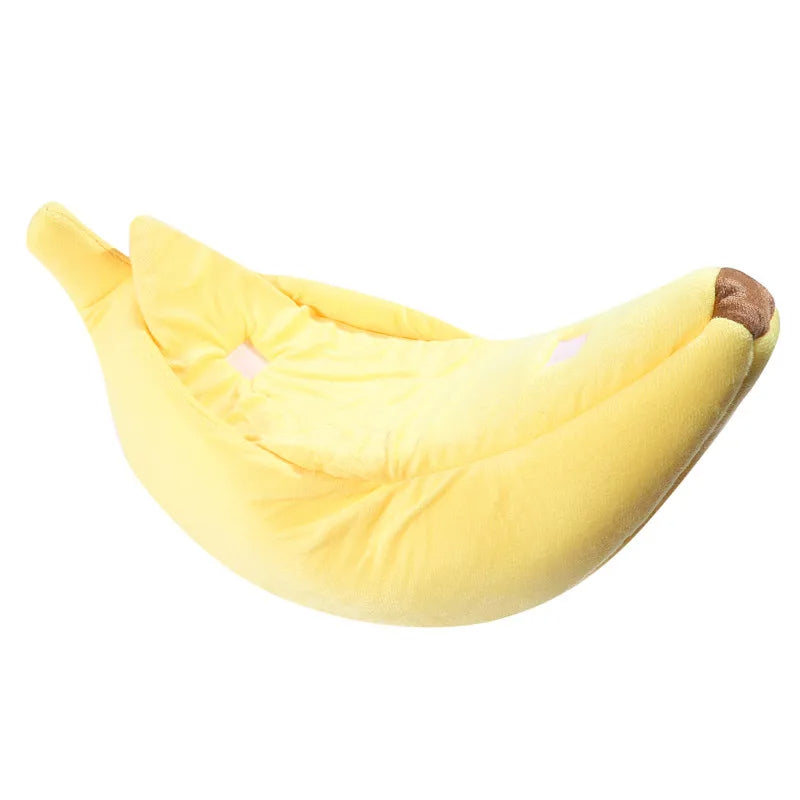 Mango™ Banana-Shaped Pet Bed with Plush Comfort and Semi-Enclosed Design