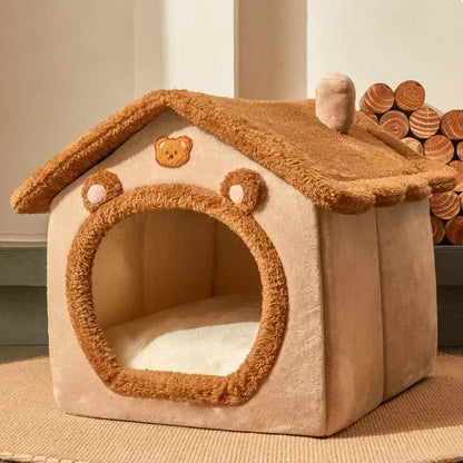 Teddy™ Cozy Cottage Pet House – Foldable Comfort for Cats & Small Dogs