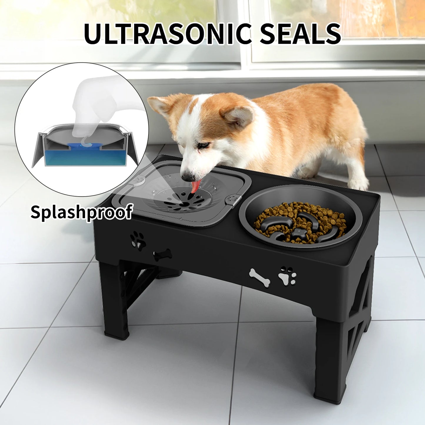 Nova™ Adjustable Pet Feeder 3-in-1 Feeder Bowl With Water Station