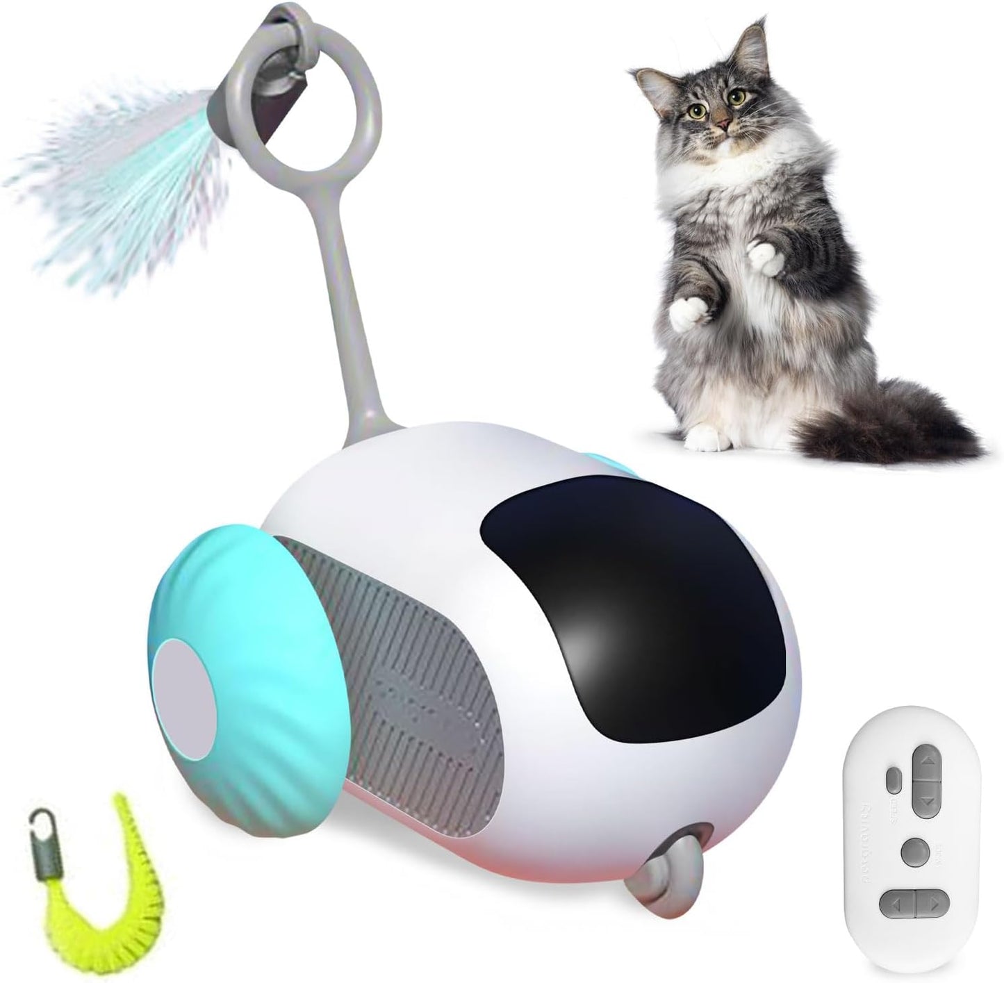 Chase™ Remote-Controlled Cat Toy with Interchangeable Feather & Worm Attachments