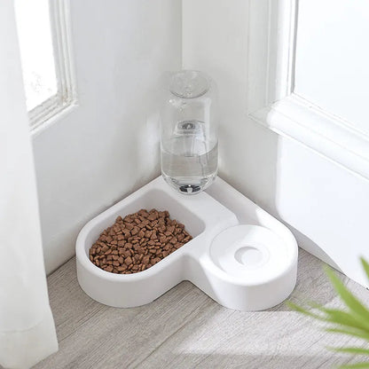 Automatic Pet Feeder & Water Dispenser – Smart 2-in-1 Corner-Saving Design