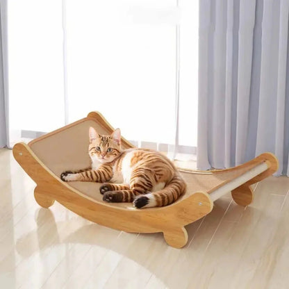 Wooden Sisal Cat Scratching Bed with Detachable Board for Small Cats