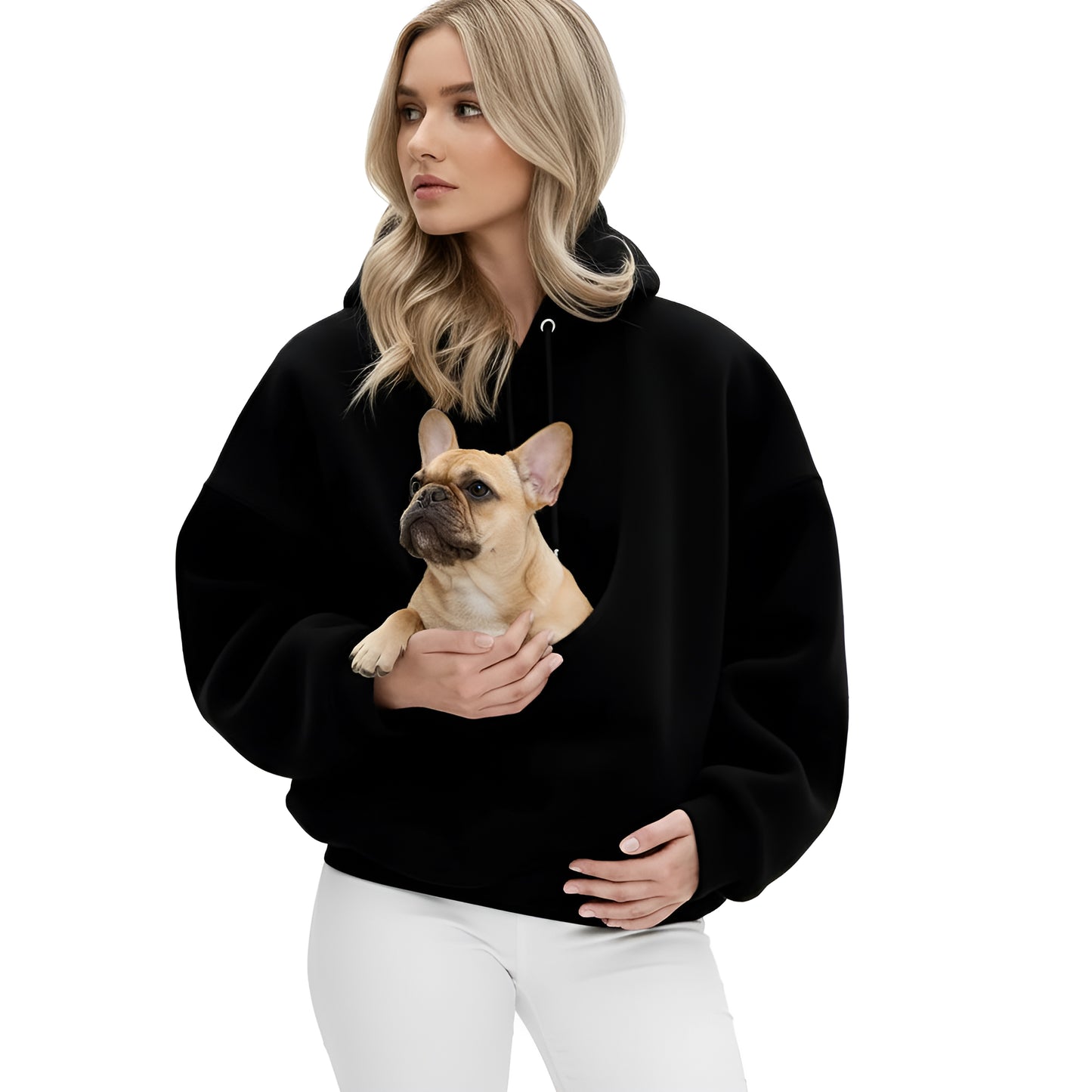 Unisex Hooded Plush Sweatshirt with Pet Kangaroo Pocket – Cozy Pullover for Cats & Dogs