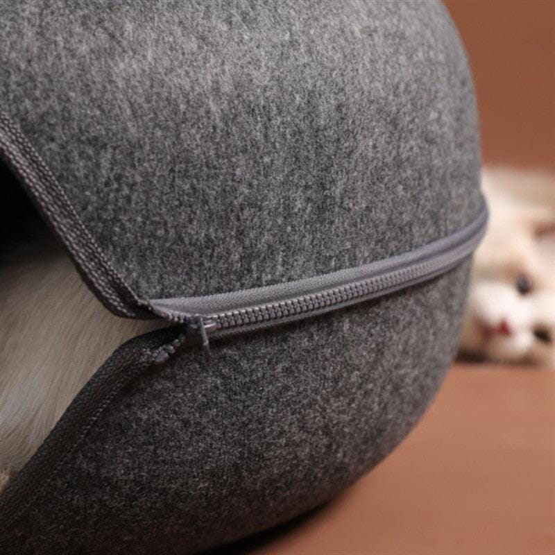 Interactive Felt Cat Tunnel Bed with Foldable Design for Indoor Cats