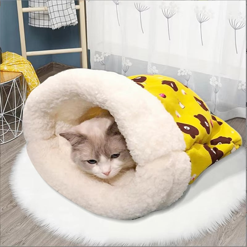 Plush 3-in-1 Cat Sleeping Bag Tunnel and Soft Bed Pad