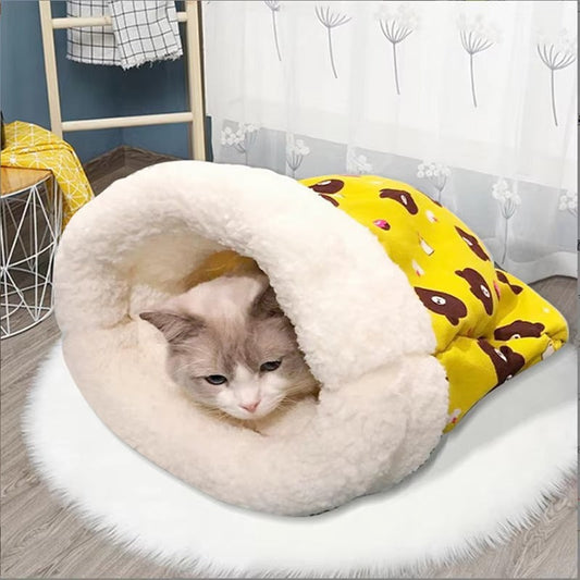 Plush 3-in-1 Cat Sleeping Bag Tunnel and Soft Bed Pad