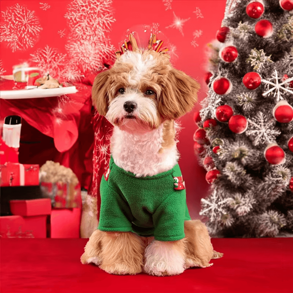 Christmas Elk Dog Dress with Soft Fabric and Festive Design