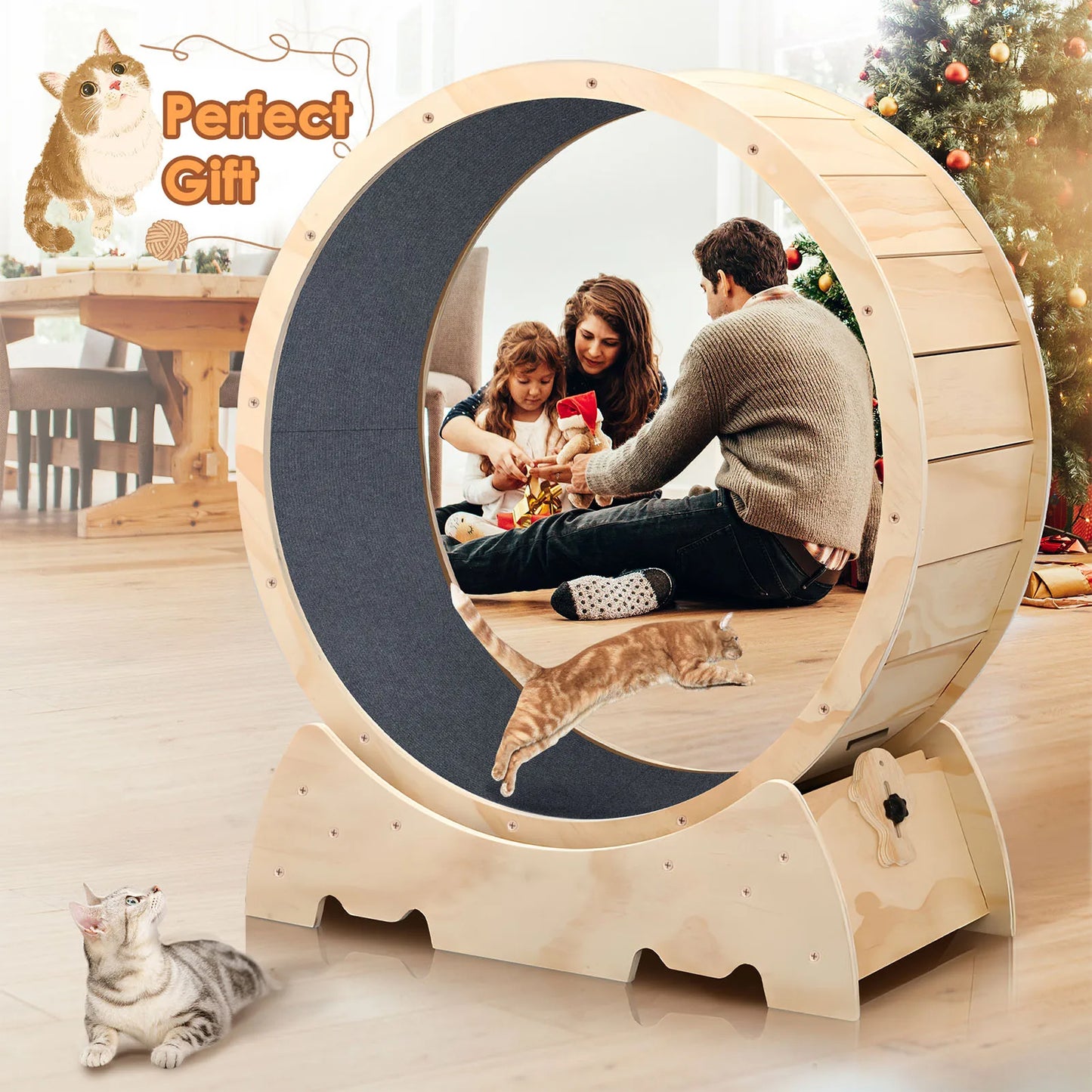 Lunacat™ Solid Wood Cat Exercise Wheel Quiet