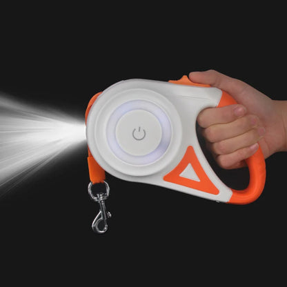 Lunvix | Retractable dog leash with LED flashlight for night walks (16 ft)