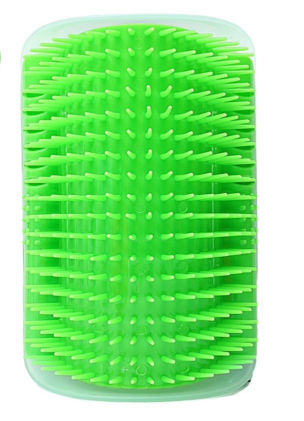 Cat Corner Brush Comb Massager with Catnip for Self-Grooming and Hair Removal